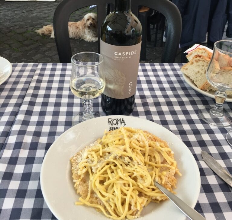 Cacio e Pepe in Rome Roma Sparita pasta with wine